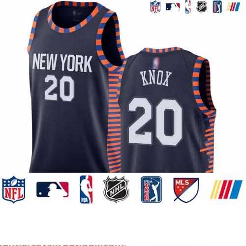 Personalized Knicks #20 Kevin Knox Navy Basketball Swingman City Edition 2019 20 Jersey