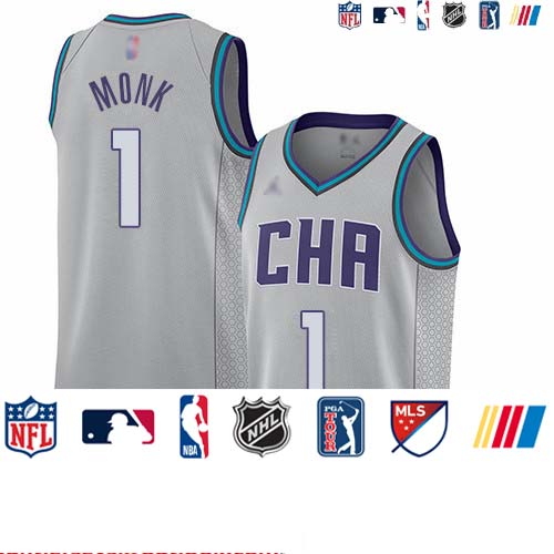 Personalized Hornets #1 Malik Monk Gray Basketball Jordan Swingman City Edition 2019 20 Jersey