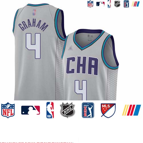 Personalized Hornets #4 Devonte Graham Gray Basketball Jordan Swingman City Edition 2019 20 Jersey