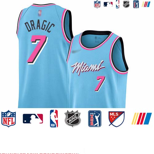 Personalized Heat #7 Goran Dragic Blue Basketball Swingman City Edition 2019 20 Jersey