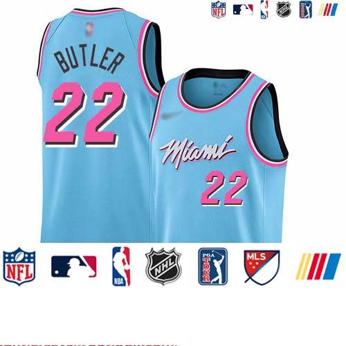 Personalized Heat #22 Jimmy Butler Blue Basketball Swingman City Edition 2019 20 Jersey