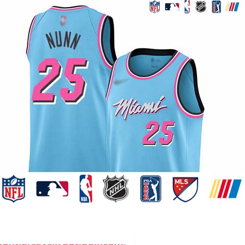 Personalized Heat #25 Kendrick Nunn Blue Basketball Swingman City Edition 2019 20 Jersey