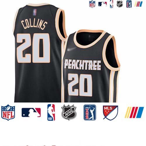 Personalized Hawks #20 John Collins Black Basketball Swingman City Edition 2019 20 Jersey