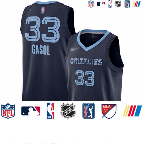 Personalized Grizzlies #33 Marc Gasol Navy Blue Basketball Swingman Icon Edition Jersey
