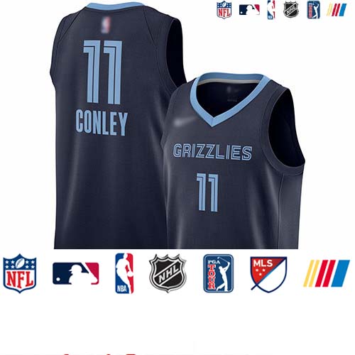 Personalized Grizzlies #11 Mike Conley Navy Blue Basketball Swingman Icon Edition Jersey