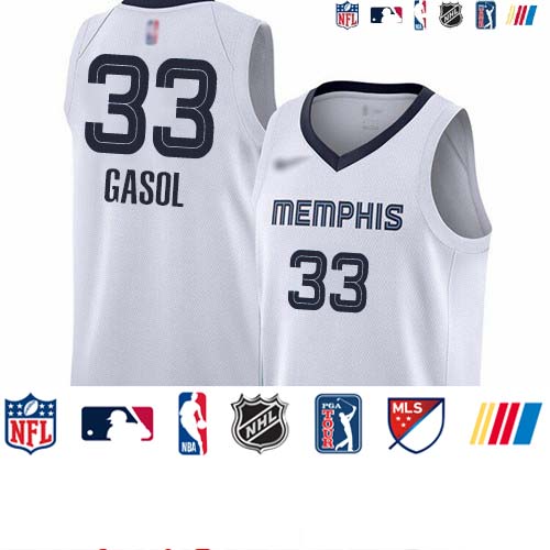 Personalized Grizzlies #33 Marc Gasol White Basketball Swingman Association Edition Jersey