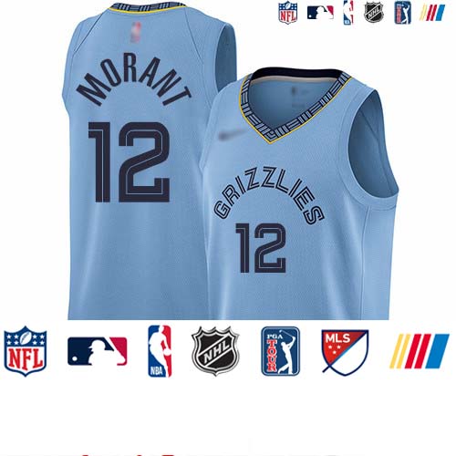 Personalized Grizzlies #12 Ja Morant Light Blue Basketball Swingman Statement Edition Jersey