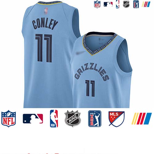 Personalized Grizzlies #11 Mike Conley Light Blue Basketball Swingman Statement Edition Jersey