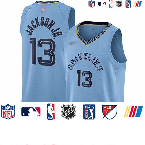Personalized Grizzlies #13 Jaren Jackson Jr. Light Blue Basketball Swingman Statement Edition Jersey