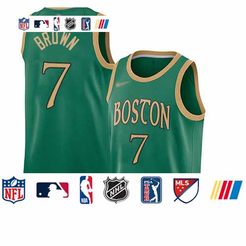Personalized Celtics #7 Jaylen Brown Green Basketball Swingman City Edition 2019 20 Jersey