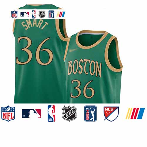 Personalized Celtics #36 Marcus Smart Green Basketball Swingman City Edition 2019 20 Jersey