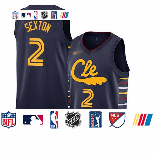 Personalized Cavaliers #2 Collin Sexton Navy Basketball Swingman City Edition 2019 20 Jersey