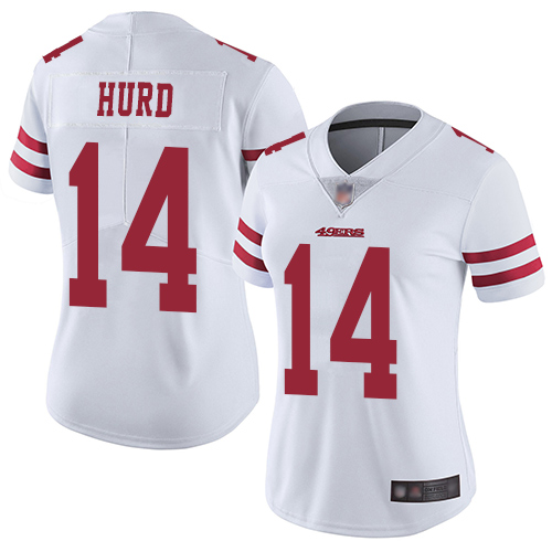 Personalized 49ers #14 Jalen Hurd White Women’s Stitched Football Untouchable Limited Jersey