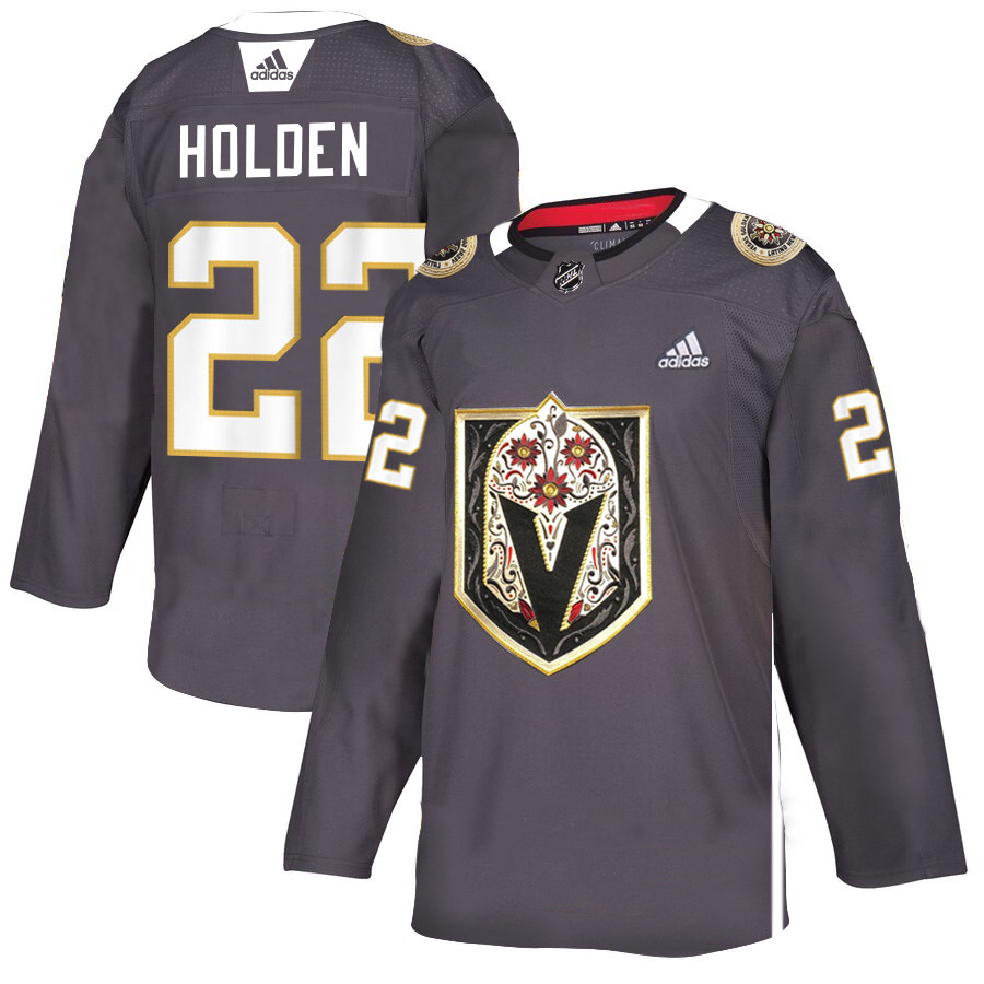 Personalized Vegas Golden Knights 22 Nick Holden Gray Dia De Los Muertos Jersey