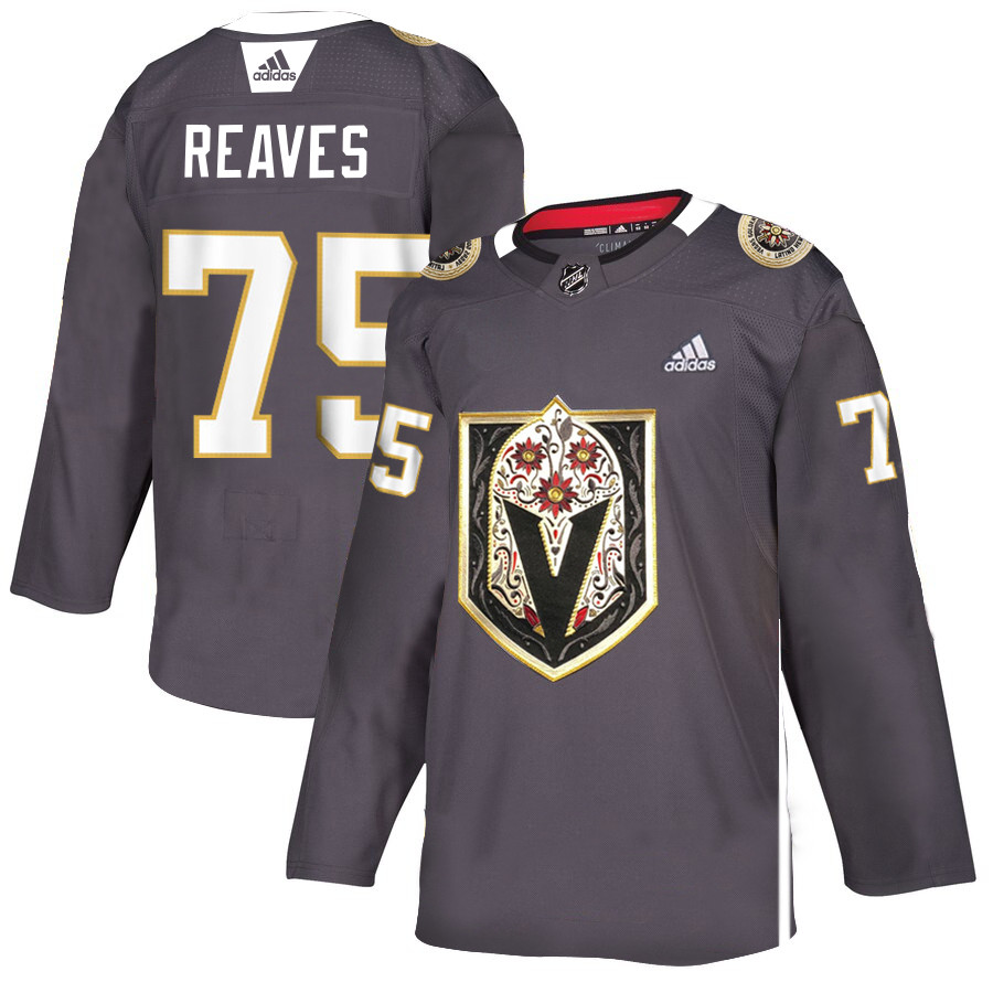 Personalized Vegas Golden Knights 75 Ryan Reaves Gray Dia De Los Muertos Jersey