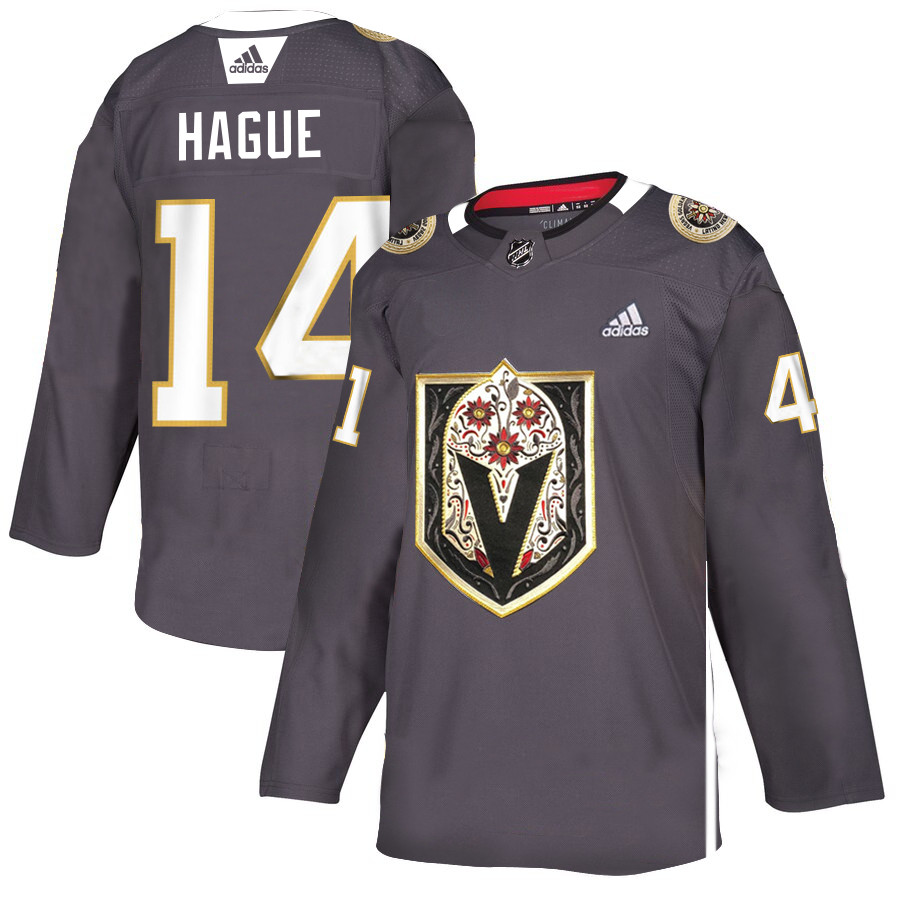 Personalized Vegas Golden Knights 14 Nicolas Hague Gray Dia De Los Muertos Jersey