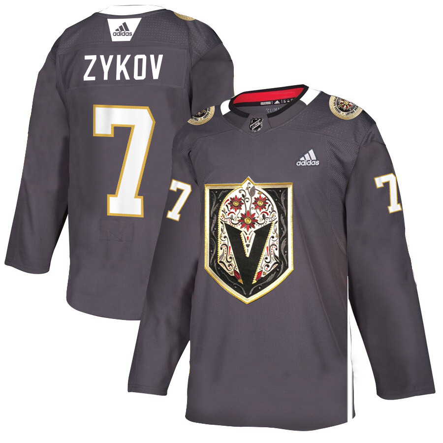 Personalized Vegas Golden Knights 7 Valentin Zykov Gray Dia De Los Muertos Jersey