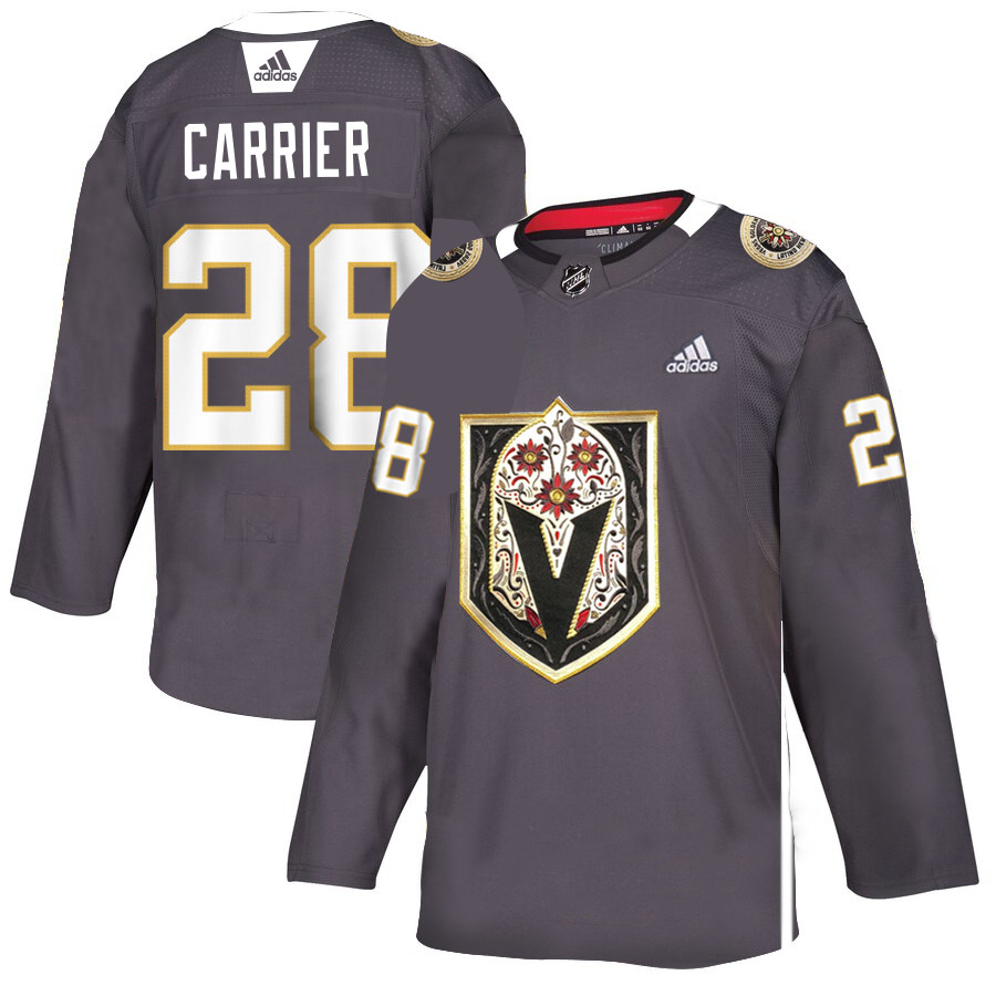 Personalized Vegas Golden Knights 28 William Carrier Gray Dia De Los Muertos Jersey