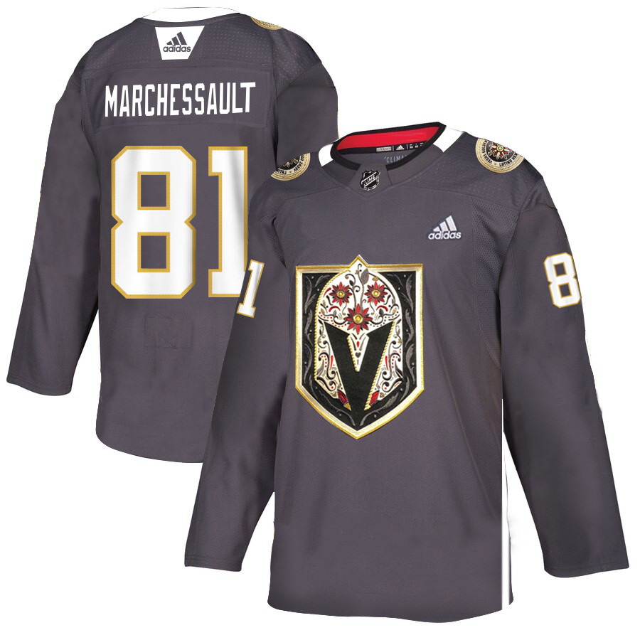 Personalized Vegas Golden Knights 81 Jonathan Marchessault Gray Dia De Los Muertos Jersey