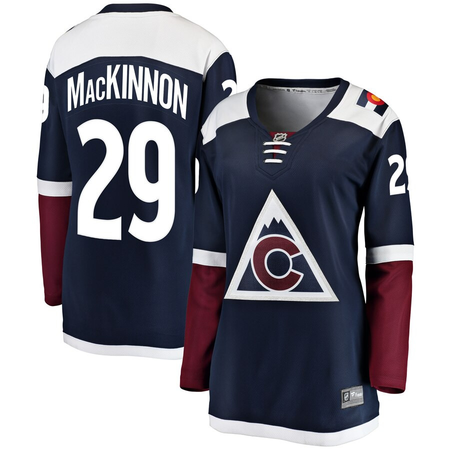 Personalized Avalanche 29 Nathan MacKinnon Navy Alternate Women Jersey