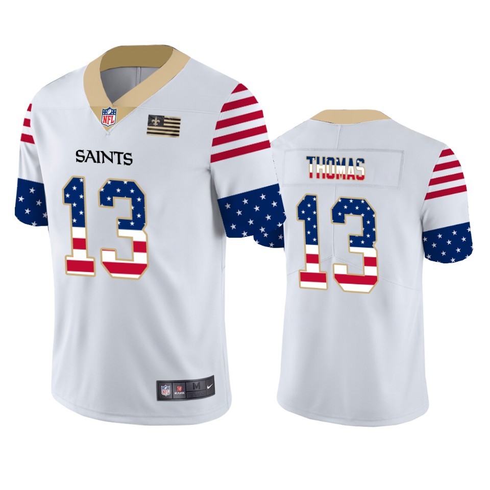 Personalized Saints 13 Michael Thomas White USA Flag Fashion Limited Jersey