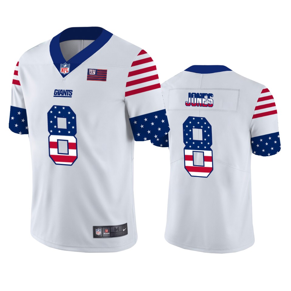 Personalized Giants 8 Daniel Jones White USA Flag Fashion Limited Jersey