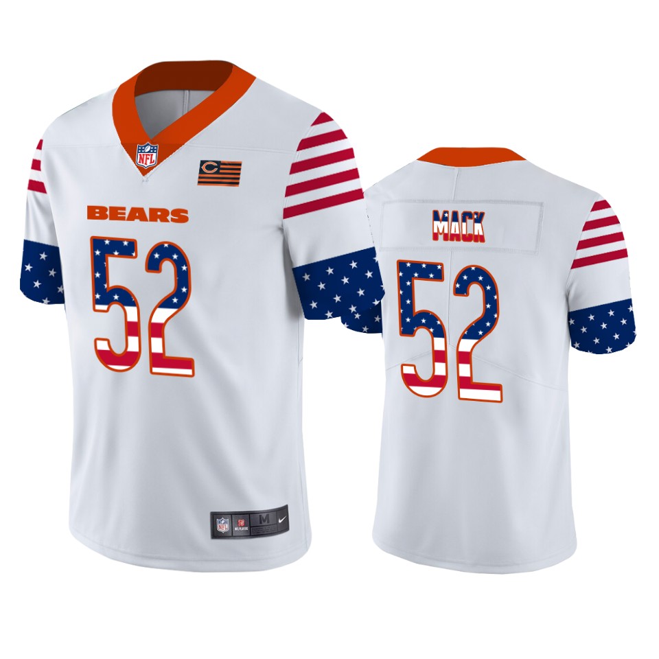 Personalized Bears 52 Khalil Mack White USA Flag Fashion Limited Jersey