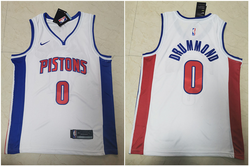 Personalized Pistons 0 Andre Drummond White Swingman Jersey