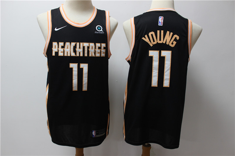 Personalized Hawks 11 Trae Young Black 2019-20 City Edition Swingman Jersey