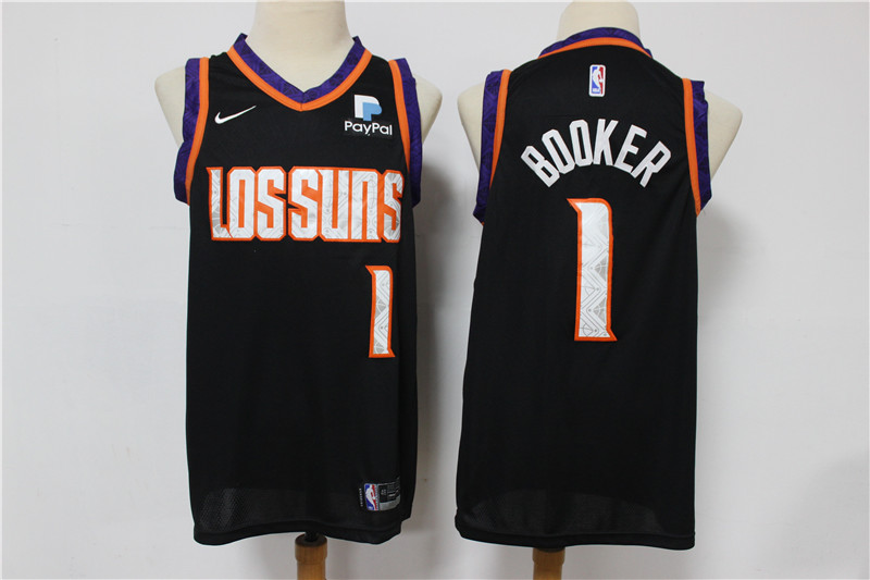 Personalized Suns 1 Devin Booker Black 2019-20 City Edition Swingman Jersey