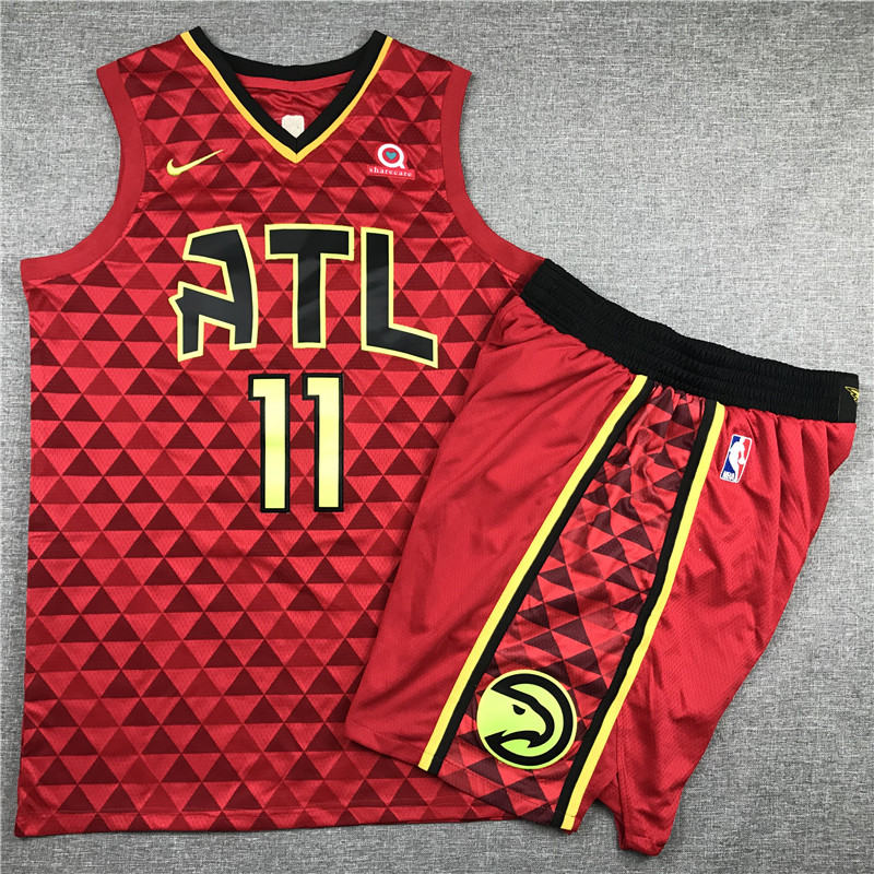 Personalized Hawks 11 Trae Young Red Swingman Jersey(With Shorts)
