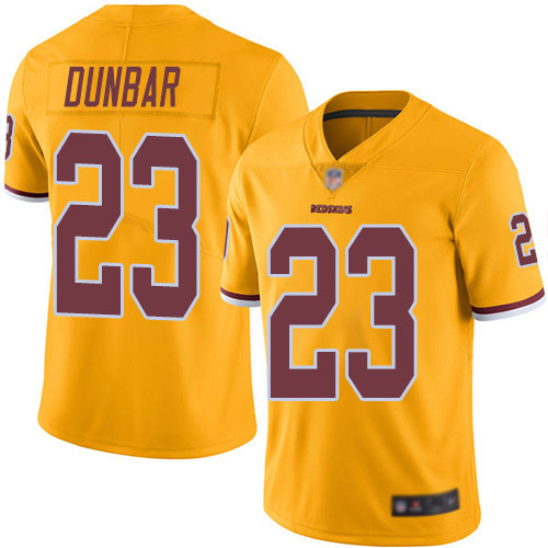 Personalized Redskins #23 Quinton Dunbar Gold Men’s Stitched Football Limited Rush Jersey