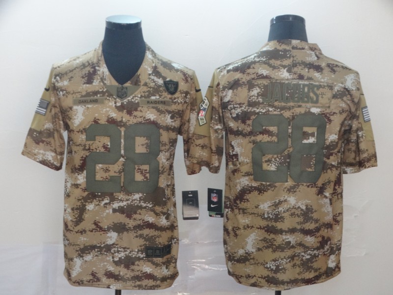 Personalized Raiders 28 Josh Jacobs 2018 Camo Salute To Service Limited Jersey