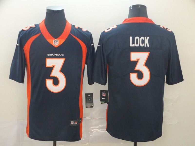 Personalized Broncos 3 Drew Lock Navy Untouchable Limited Jersey