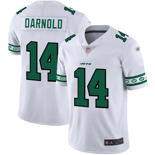 Personalized Jets #14 Sam Darnold White Men’s Stitched Football Limited Team Logo Fashion Jersey
