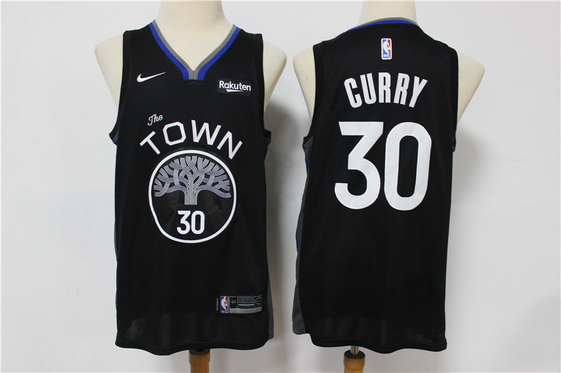 Personalized Warriors 30 Stephen Curry Black 2019-20 City Edition Swingman Jersey