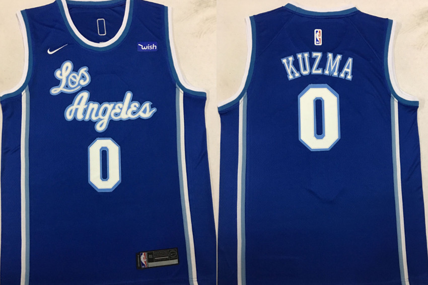 Personalized Lakers 0 Kyle Kuzma Blue Swingman Jersey