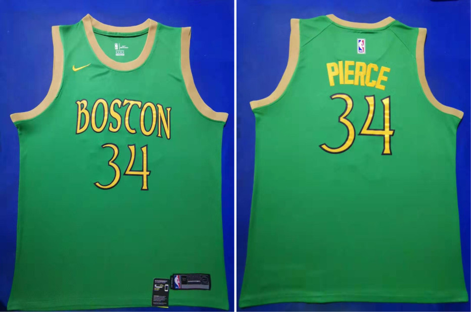 Personalized Celtics 34 Paul Pierce Green 2019-20 City Edition Swingman Jersey