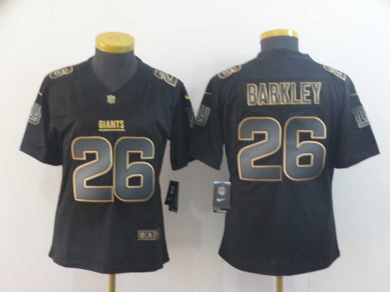 Personalized Women Giants 26 Saquon Barkley Black Gold Women Untouchable Limited Jersey