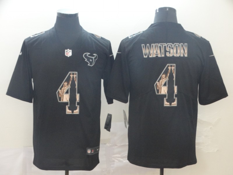Personalized Texans 4 Deshaun Watson Black Statue Of Liberty Limited Jersey