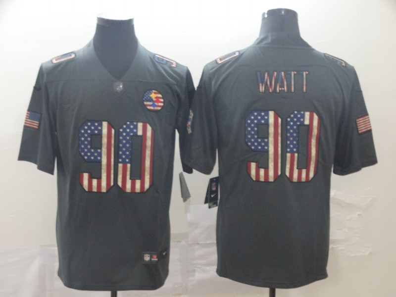 Personalized Steelers 90 T.J. Watt 2019 Salute To Service USA Flag Fashion Limited Jersey