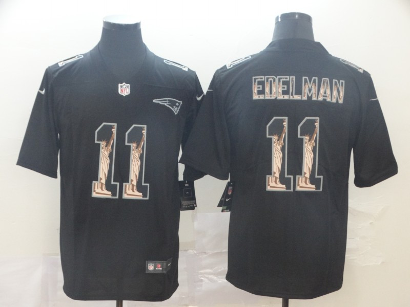 Personalized Patriots 11 Julian Edelman Black Statue Of Liberty Limited Jersey