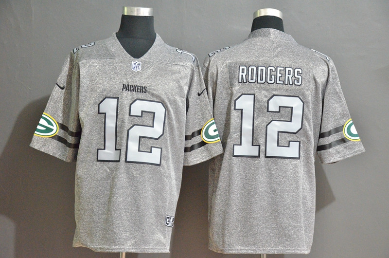Personalized Packers 12 Aaron Rodgers 2019 Gray Gridiron Gray Untouchable Limited Jersey