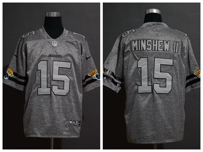 Personalized Jaguars 15 Gardner Minshew II 2019 Gray Gridiron Gray Untouchable Limited Jersey