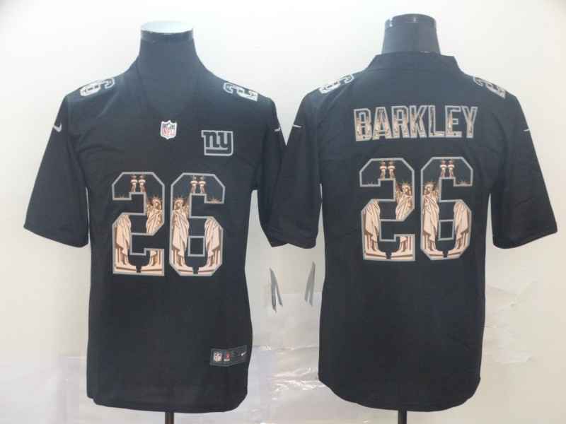 Personalized Giants 26 Saquon Barkley Black Statue Of Liberty Limited Jersey