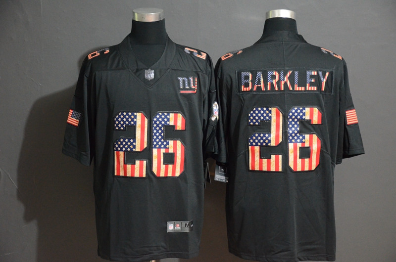 Personalized Giants 26 Saquon Barkley 2019 Black Salute To Service USA Flag Fashion Limited Jersey