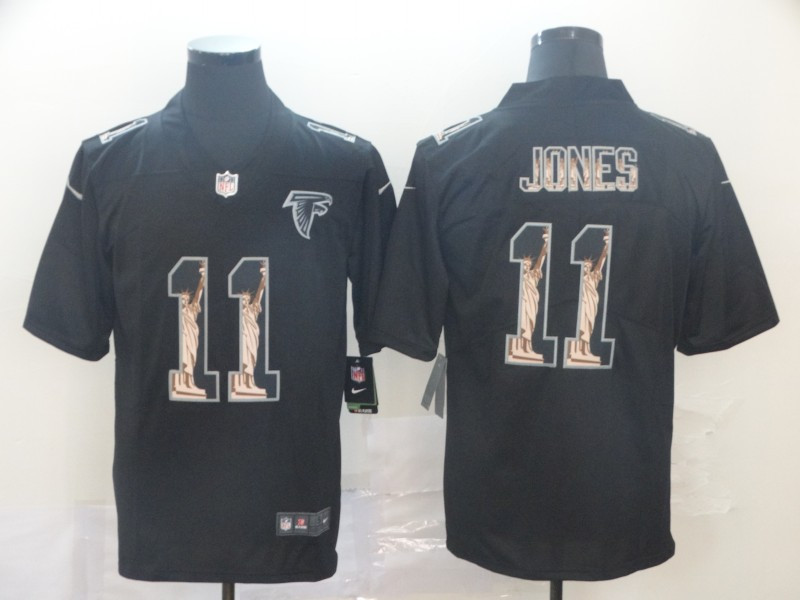 Personalized Falcons 11 Julio Jones Black Statue Of Liberty Limited Jersey