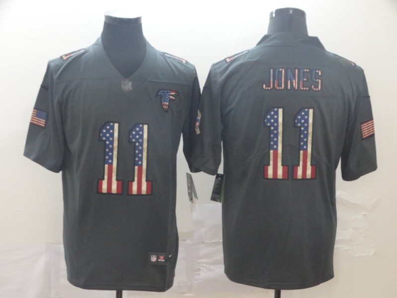Personalized Falcons 11 Julio Jones 2019 Salute To Service USA Flag Fashion Limited Jersey