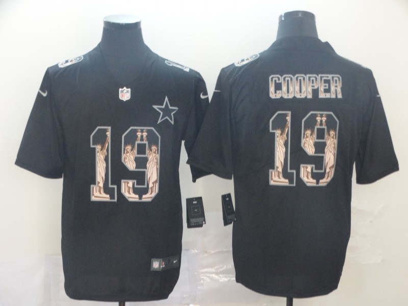 Personalized Cowboys 19 Amari Cooper Black Statue Of Liberty Limited Jersey