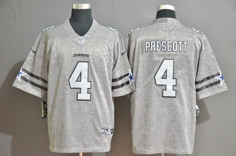 Personalized Cowboys 4 Dak Prescott 2019 Gray Gridiron Gray Untouchable Limited Jersey